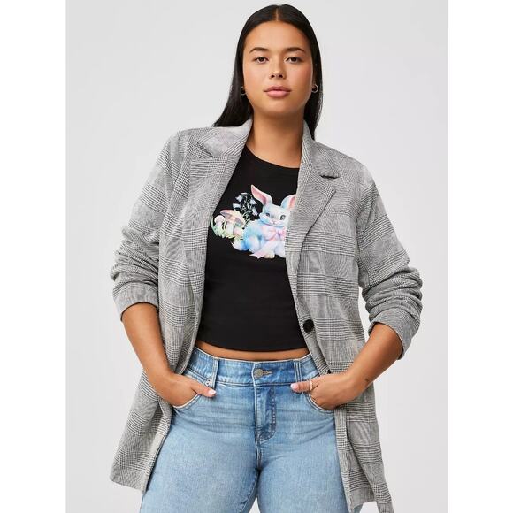 Torrid Women's 1X (1) Studio Blazer Jacket Boyfriend Double Knit Longline Career - Picture 3 of 15